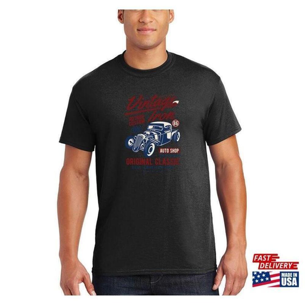 Iron Hot Rod Auto Shop Original Classic Real American Tshirt Retro Sport Tee
